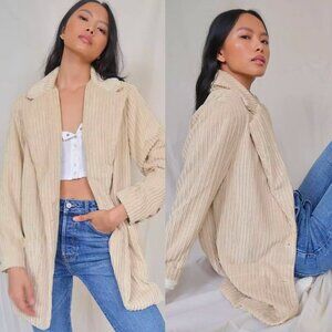 🦋 FREE PEOPLE Everly Oversized Cord Corduroy Blazer Cream We the Free XS Coat